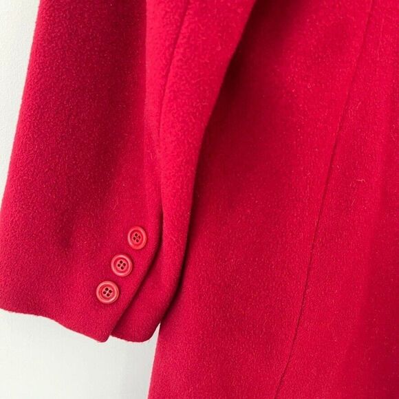 L.L. Bean Red Wool Coat Womens Size 4 Button Front Winter Classic Jacket - Picture 7 of 12
